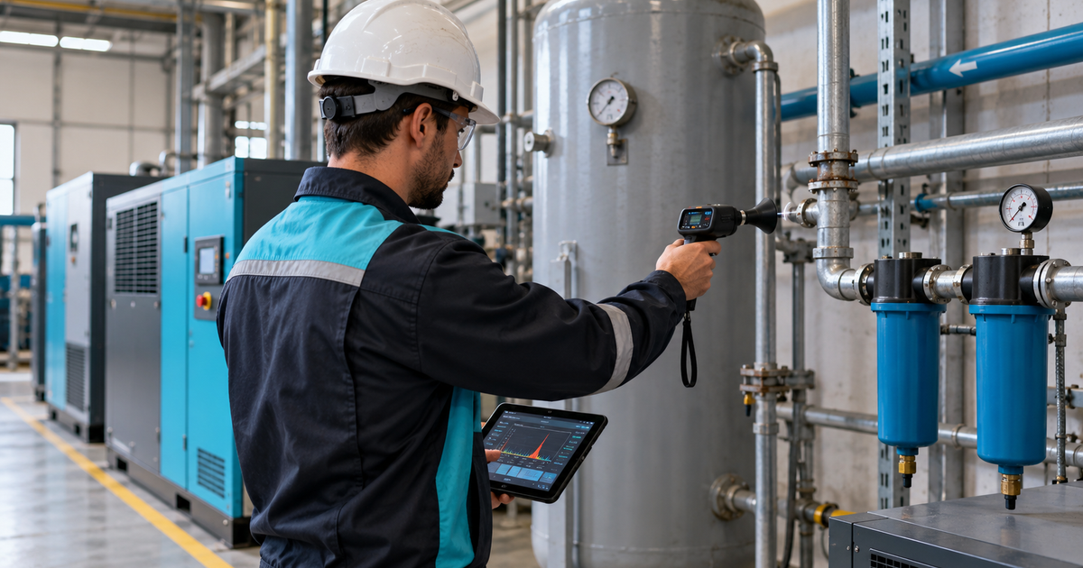 Auditoría de aire comprimido: cómo detectar dónde pierde energía tu instalación Auditoría de aire comprimido